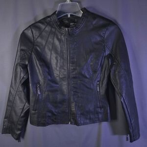 Ashley by 26 International‎ Vegan Leather Biker Jacket Black Size Large NWT
